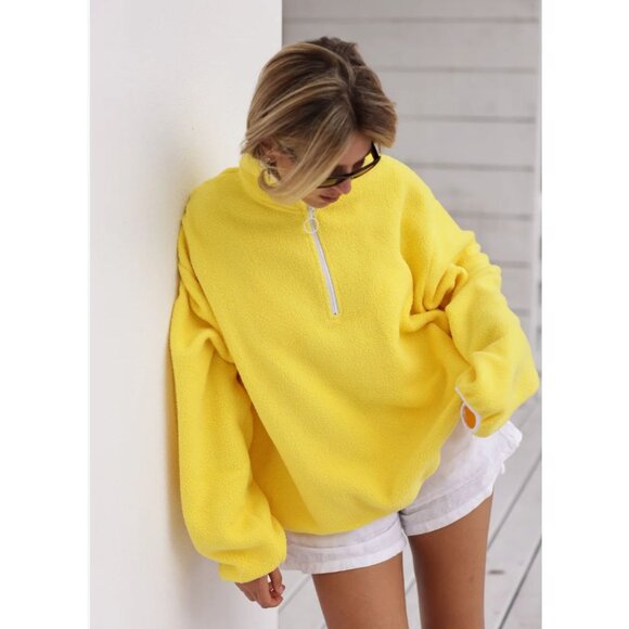 Parke Tops - Parke Boat Fleece in Bright Yellow Size S/M